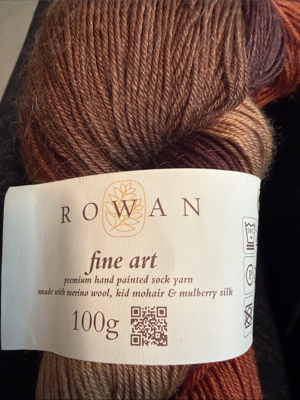 Yarn, Rowan Fine Art Hand-Painted Sock Yarn in Brown & Orange - Picture 2 of 3
